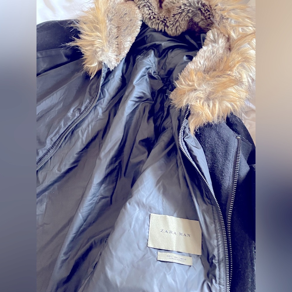 🔥Vintage Zara Men’s coat with detachable Faux Fur Vest